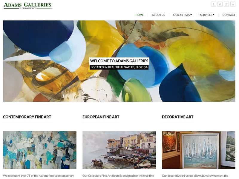 Adams Galleries - www.adamsgalleries.com - Responsive HTML Website for Art Gallery with SQL Server based application used for searching paintings.
