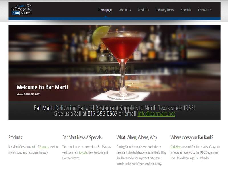 Barmart.net - Responsive Website and Reporting application developed by McGee Technologies