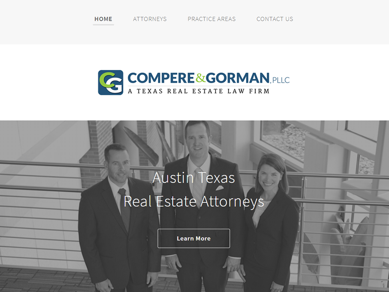 Compere & Gorman PLLC - www.compere-gorman.com - Website for Austin Law Firm designed by McGee Technologies.