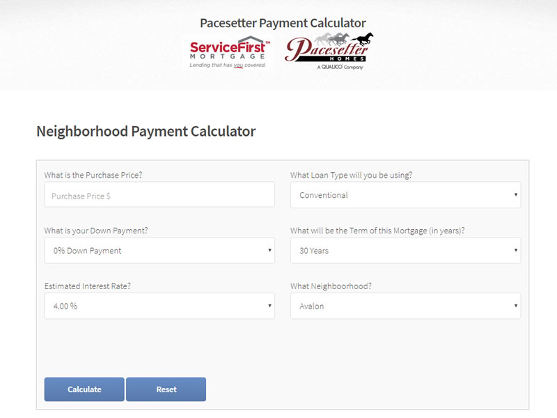 Mortgage Calculator - Designed for Mortgage Loan Officer used for Builder client. Designed by McGee Technologies using HTML and Javascript.