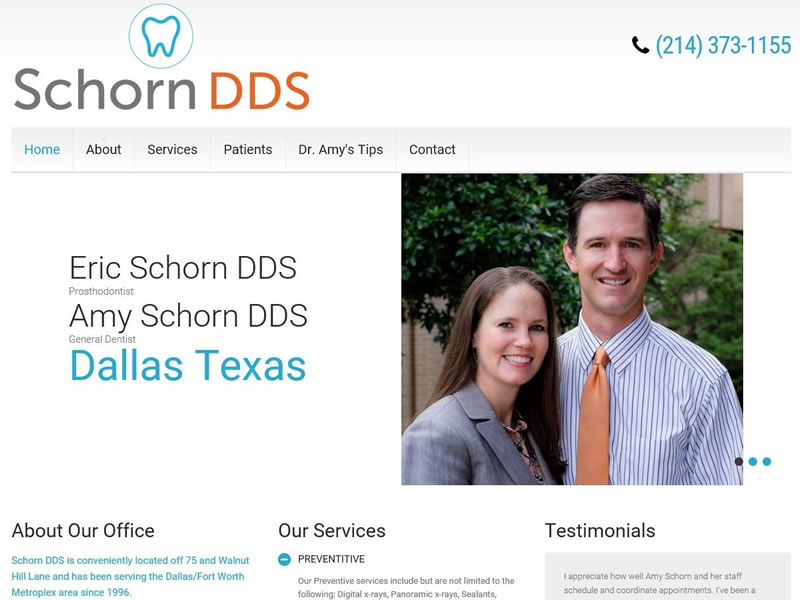 Schorn DDS - www.schorndds.com - Responsive HTML Website for Dentist office.